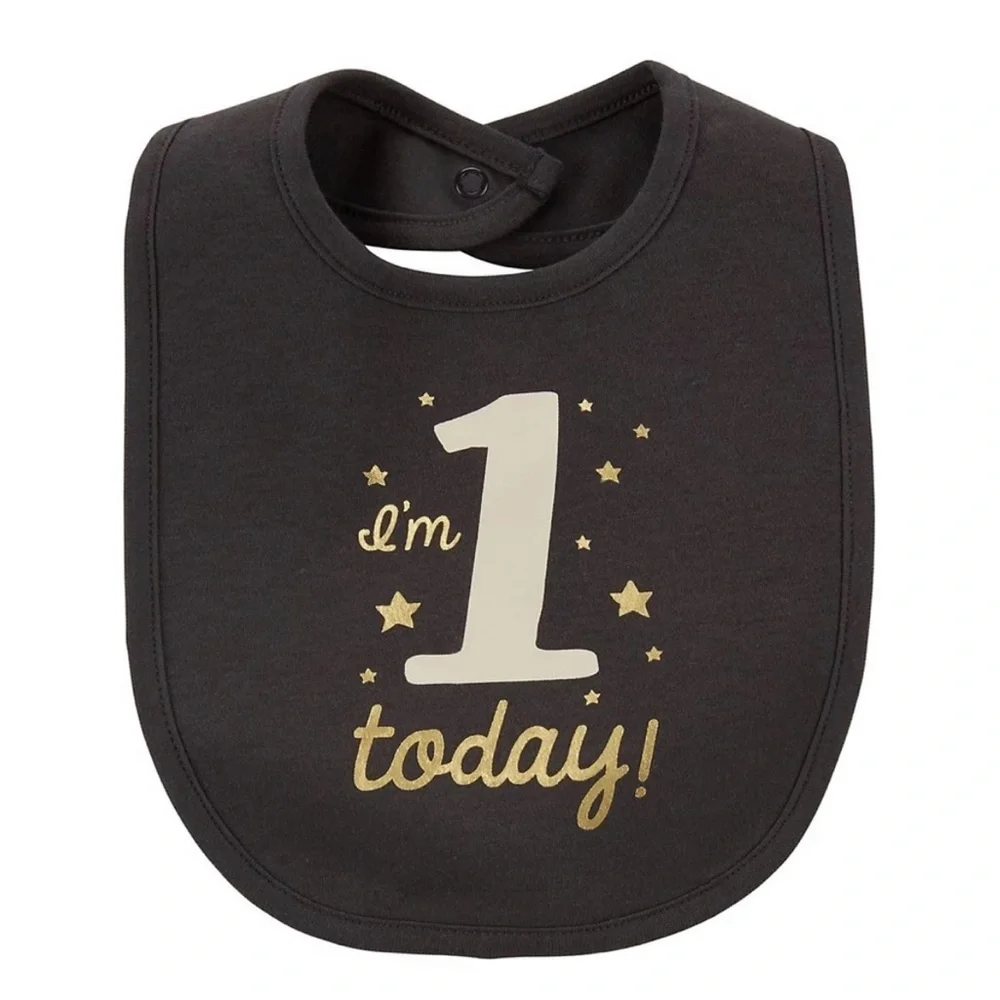 Carter’s Baby Boy One Size I'm 1 Today Birthday Bib Snap 100% Cotton Lined
